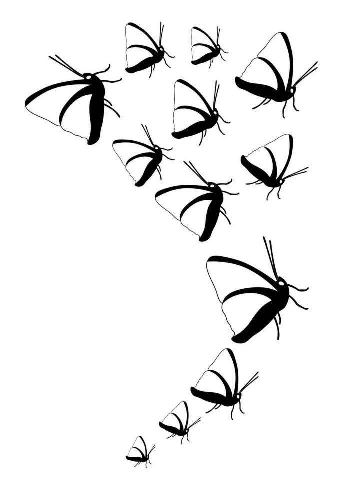 Schmetterling Silhouette. Clip Art Vektor isoliert auf Weiß Hintergrund