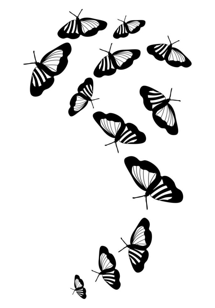 Schmetterling Silhouette. Clip Art Vektor isoliert auf Weiß Hintergrund
