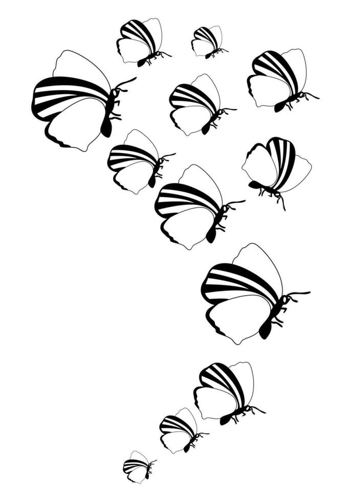 Schmetterling Silhouette. Clip Art Vektor isoliert auf Weiß Hintergrund