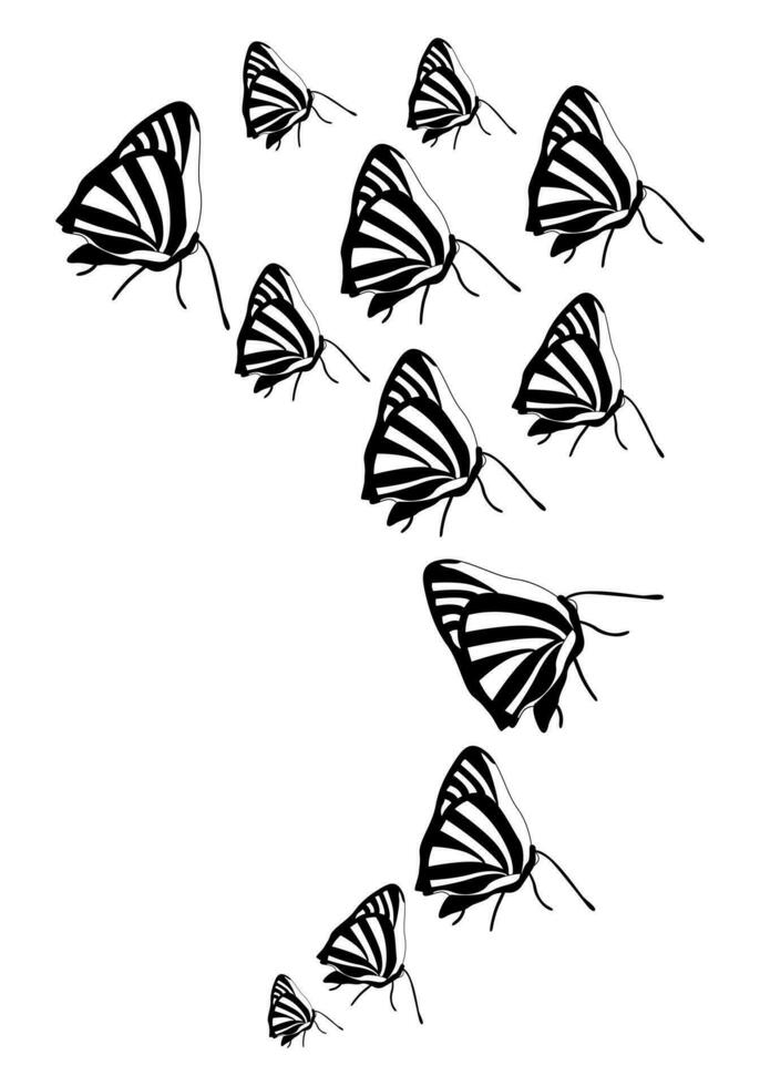 Schmetterling Silhouette. Clip Art Vektor isoliert auf Weiß Hintergrund