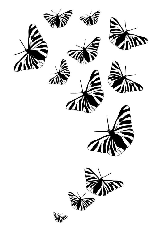 Schmetterling Silhouette. Clip Art Vektor isoliert auf Weiß Hintergrund