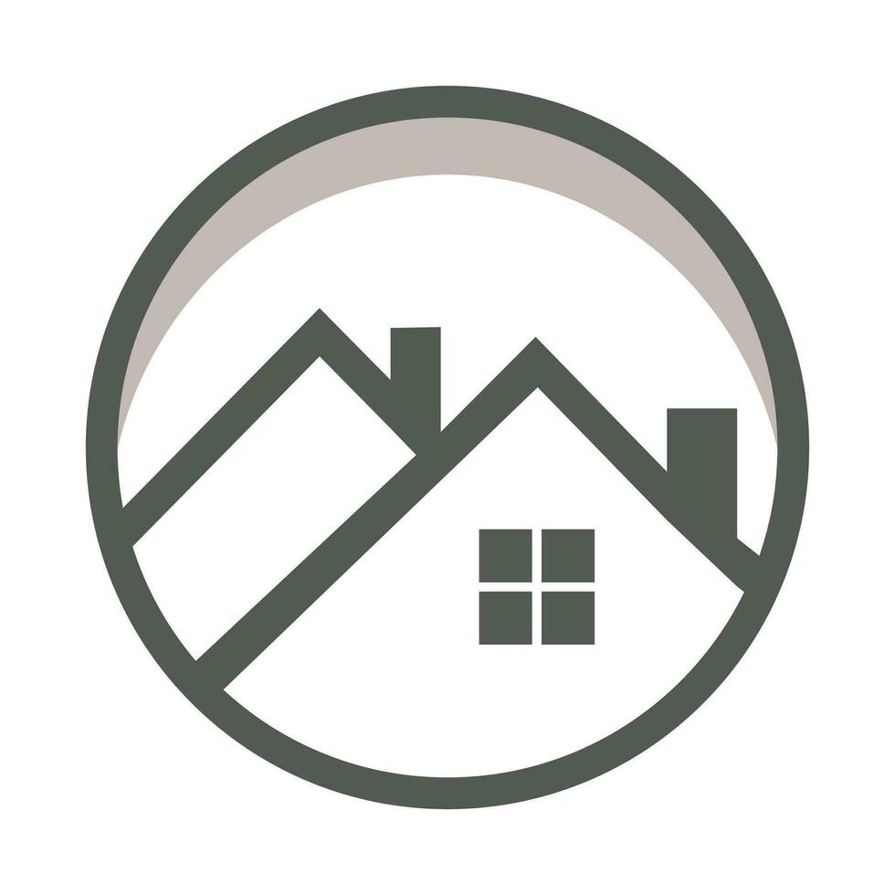 ein Haus Logo mit ein Dach und ein Fenster vektor