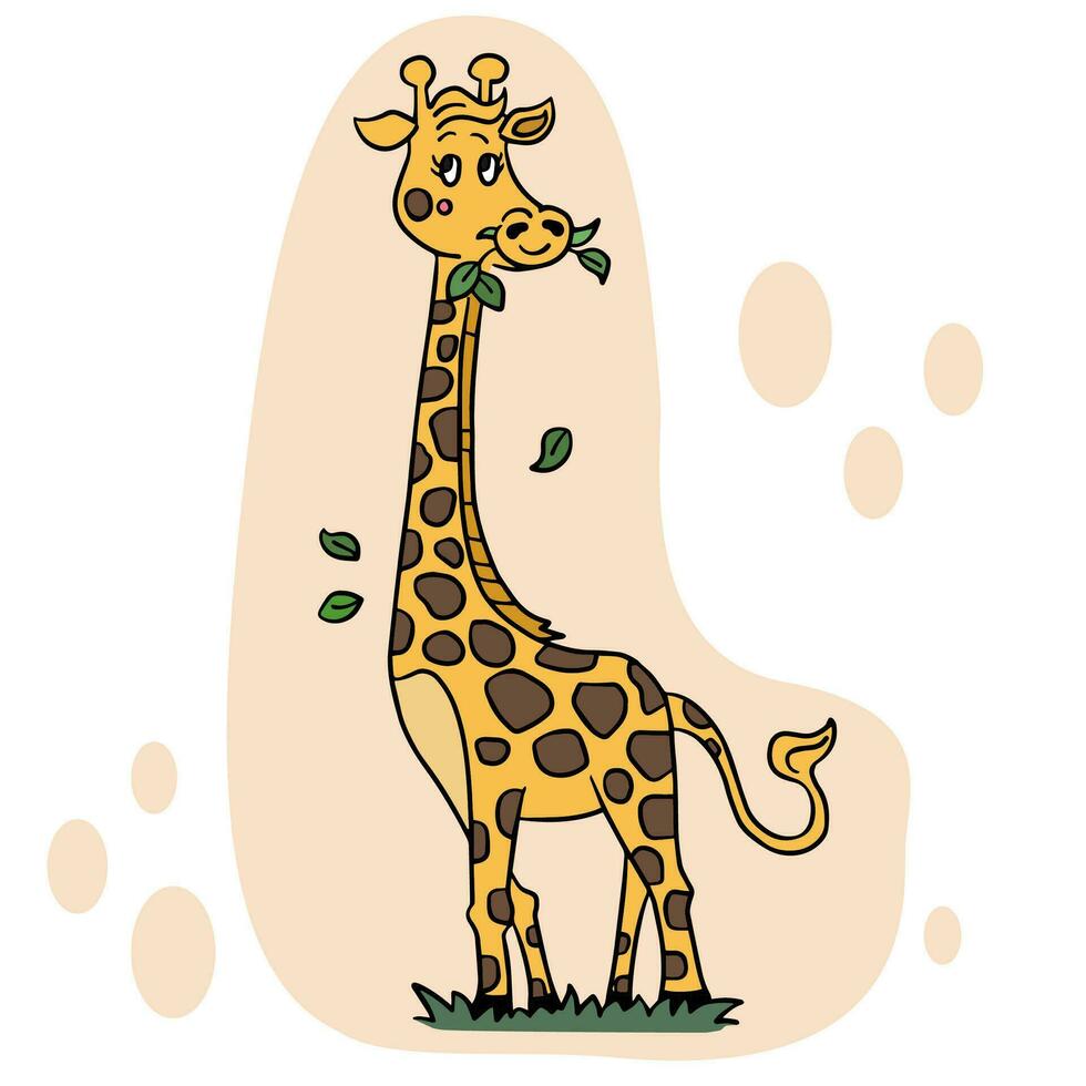 giraff tecknad serie, afrikansk djur- vilda djur och växter. vektor platt tecknad serie karaktär.