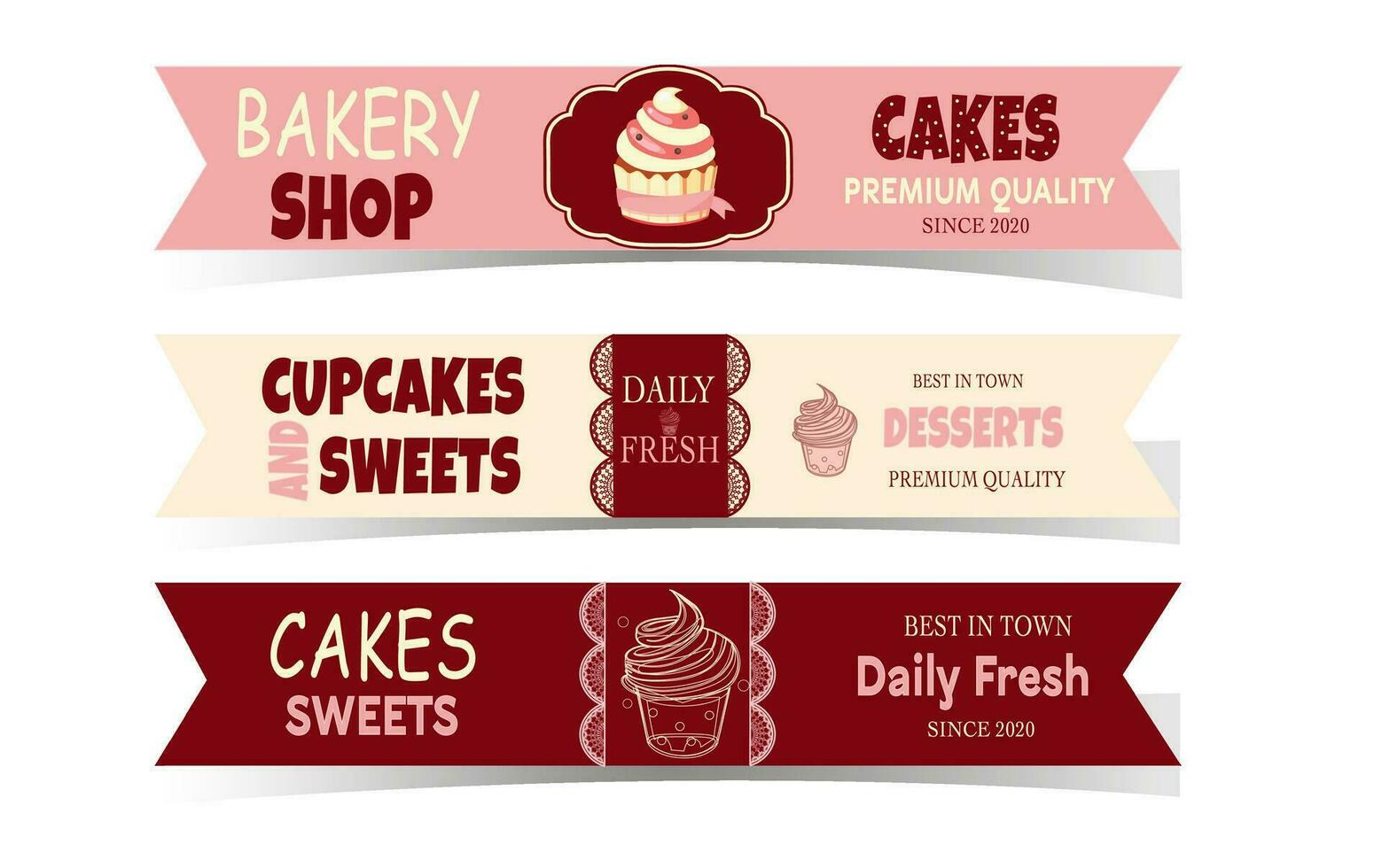 Vektor Etikette und Coupon zum Bäckerei Produkte, Gebäck