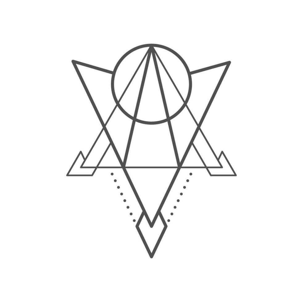 geometrisk boho tatuering, mystiker triangel prydnad vektor