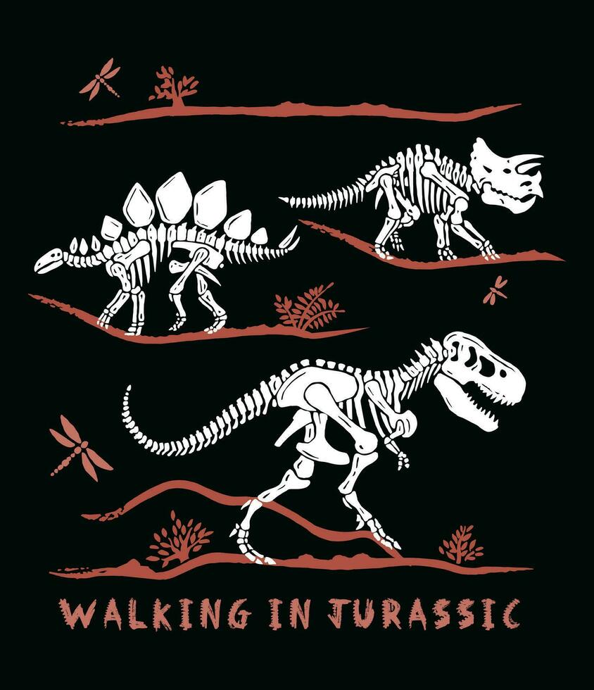 Dinosaurier Fossil Vektor bunt Illustration im ausgezogen Stil. editierbar Kunst zum Dekoration, druckt auf T-Shirts und usw.