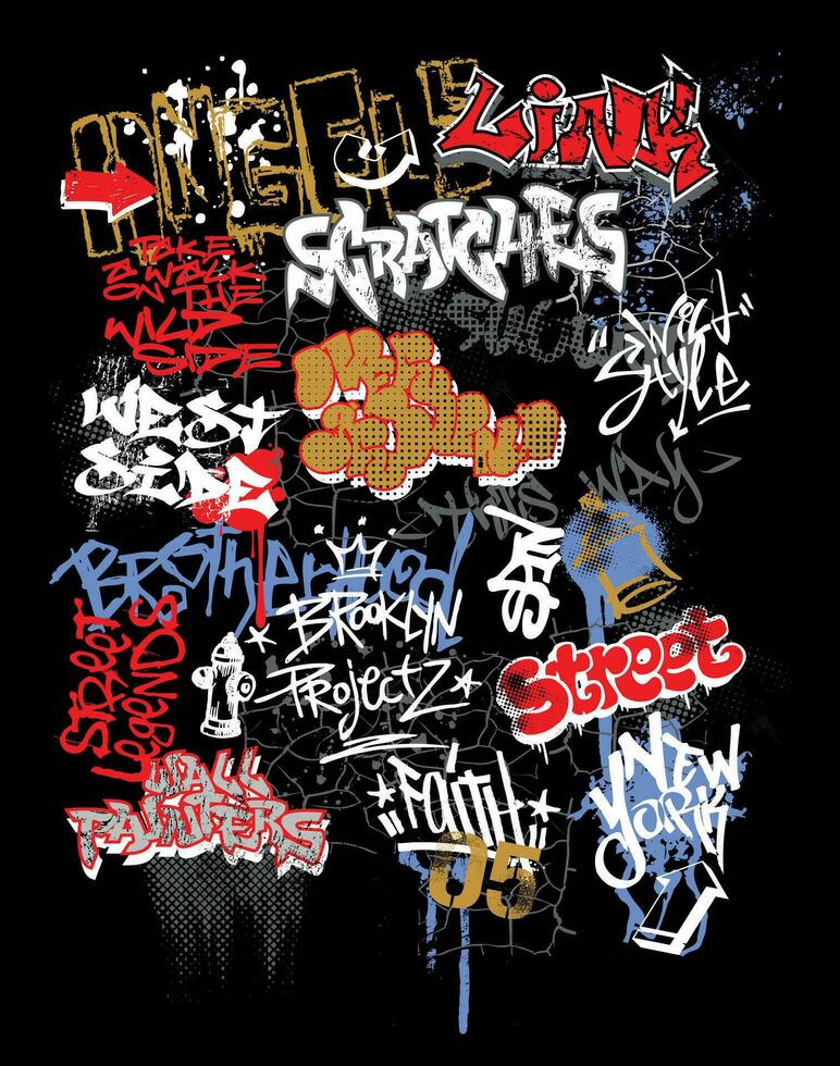 handgjort gata konst vektor illustration, teckning med ord i olika graffiti stil. redigerbar konst för dekoration, grafik och etc.