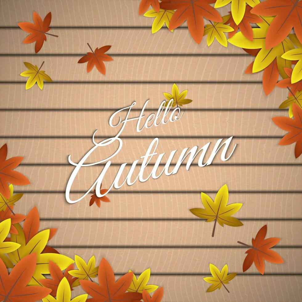 Herbst Rahmen Hintergrund mit Blätter auf Holz Tabelle vektor