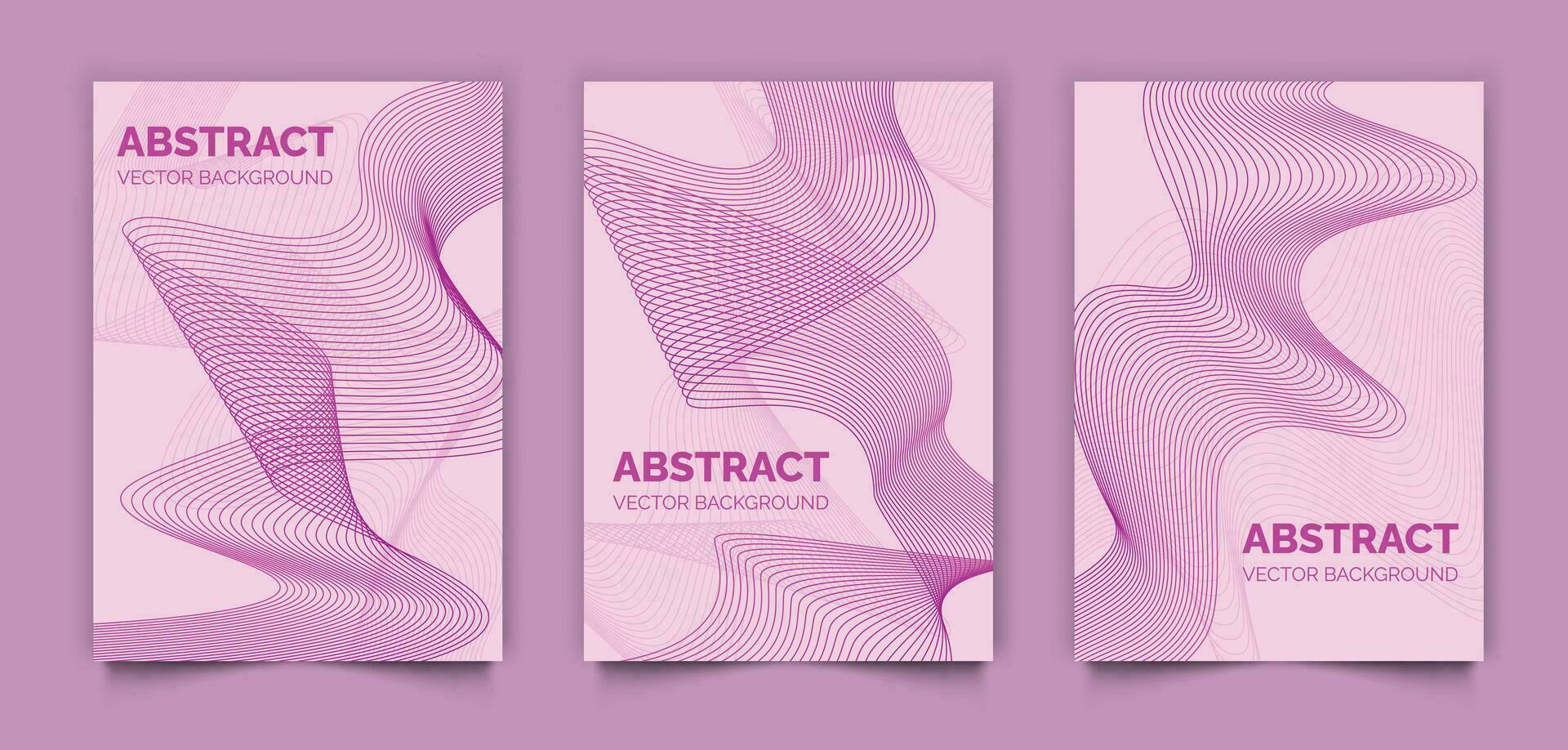 einstellen von abstrakt modern Buch Abdeckungen Design, Rosa Linien Vektor Hintergrund, minimal Vorlage Design zum Startseite oder Netz