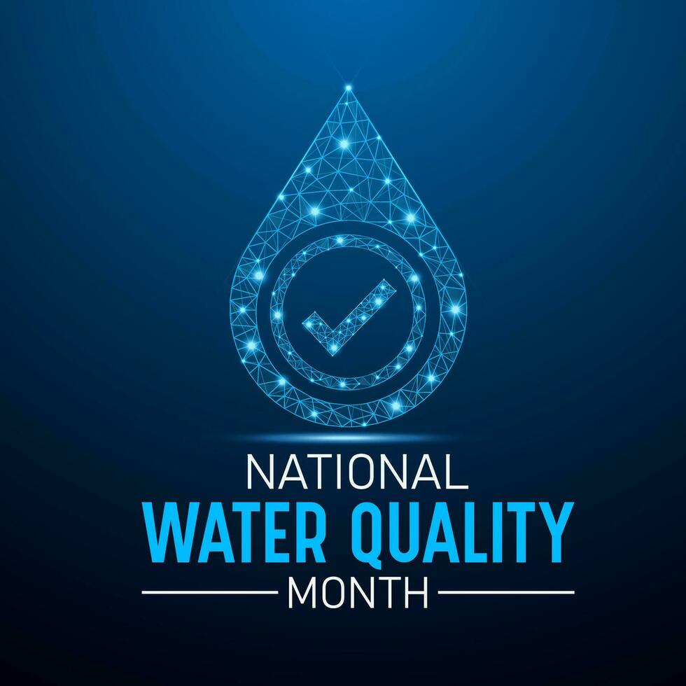 nationell vatten kvalitet månad är observerats varje år i augusti. låg poly stil design. geometrisk bakgrund. vektor mall för baner. isolerat vektor illustration.
