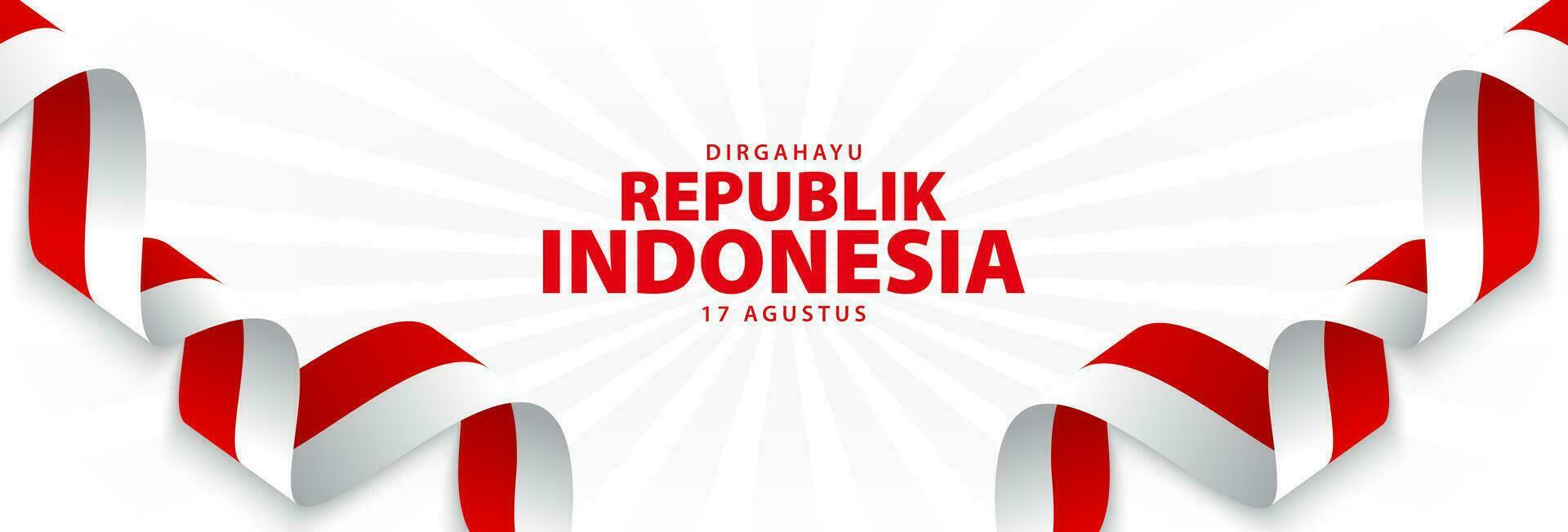Indonesiens Unabhängigkeit Banner, August 17.. Indonesien Unabhängigkeit Tag mit rot und Weiß Band Dekoration. Vektor Illustration