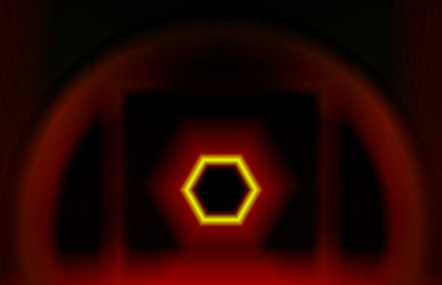 Neon- polygonal Rahmen mit Licht Gelb im dunkel Hintergrund. leeren Grenze. Raum zum Text. breit Bühne Banner vektor
