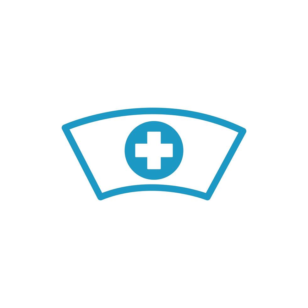 Krankenschwesterhut mit medizinischem Cross-Line-Stil-Symbol vektor