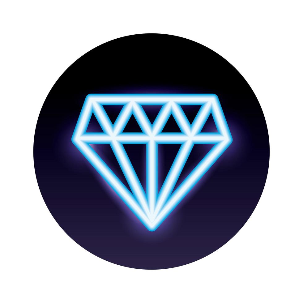 diamant sten neon ljus ikon vektor