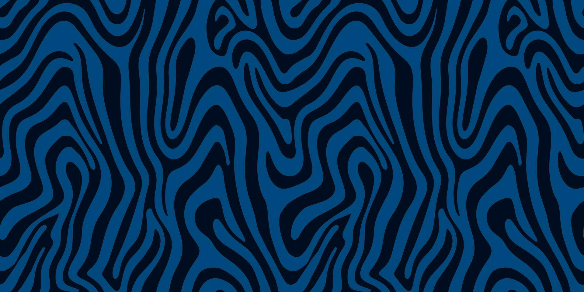 abstrakt blå kurva form sömlös mönster. svartvit zebra hud tapet. dynamisk Vinka yta prydnad. vektor