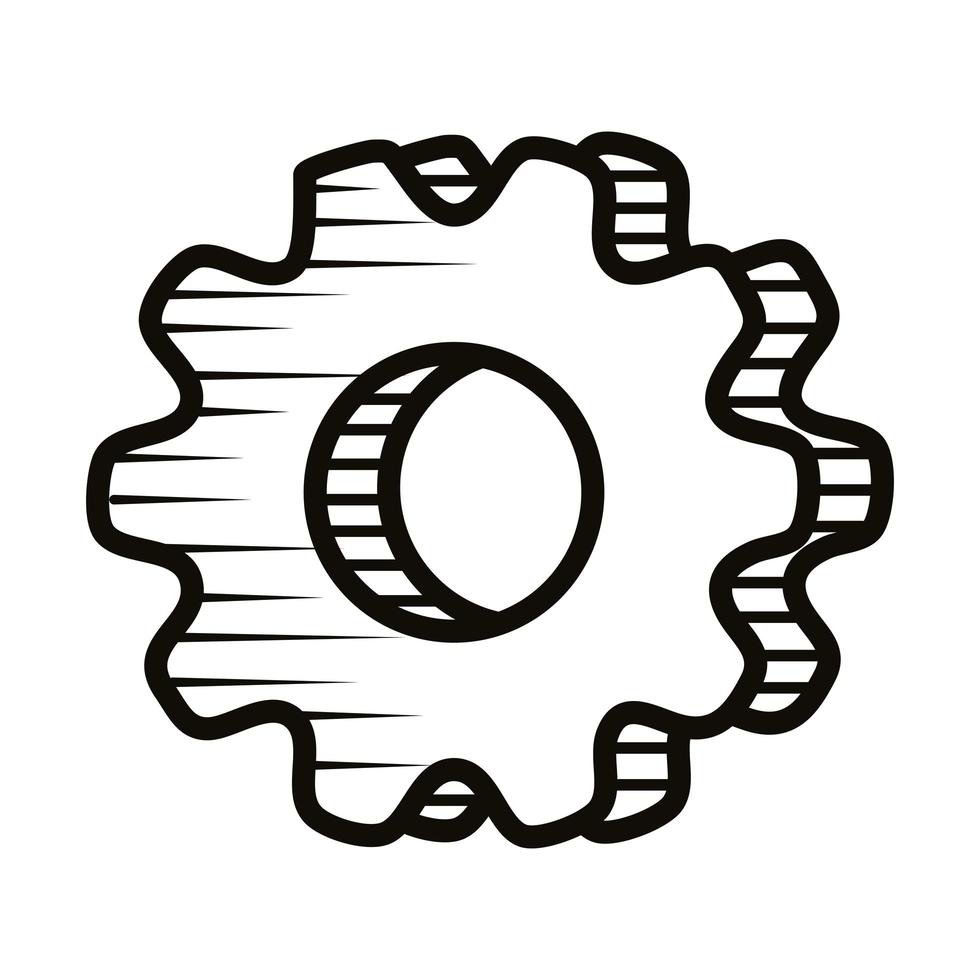 Zahnradeinstellungen Setup Symbol für Doodle-Linienstil vektor