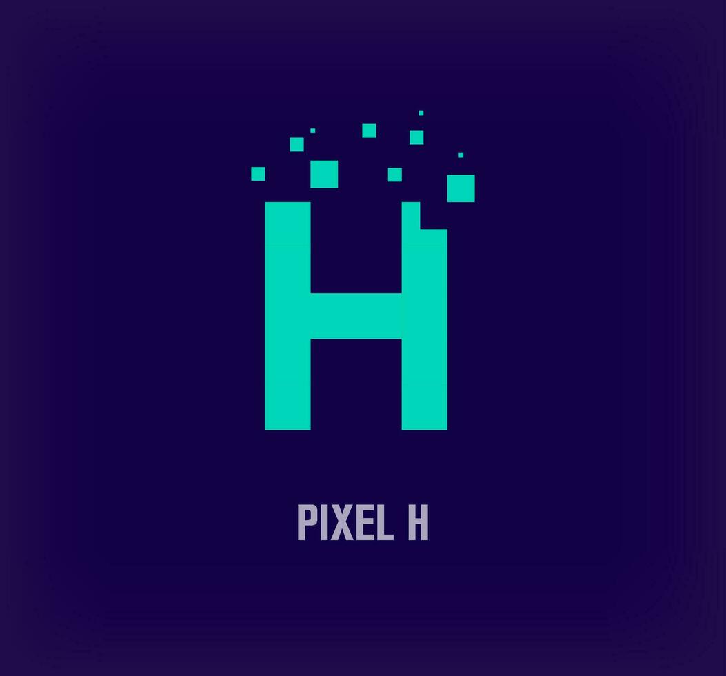 kreativ pixel brev h logotyp. unik digital pixel konst och pixel explosion mall. vektor