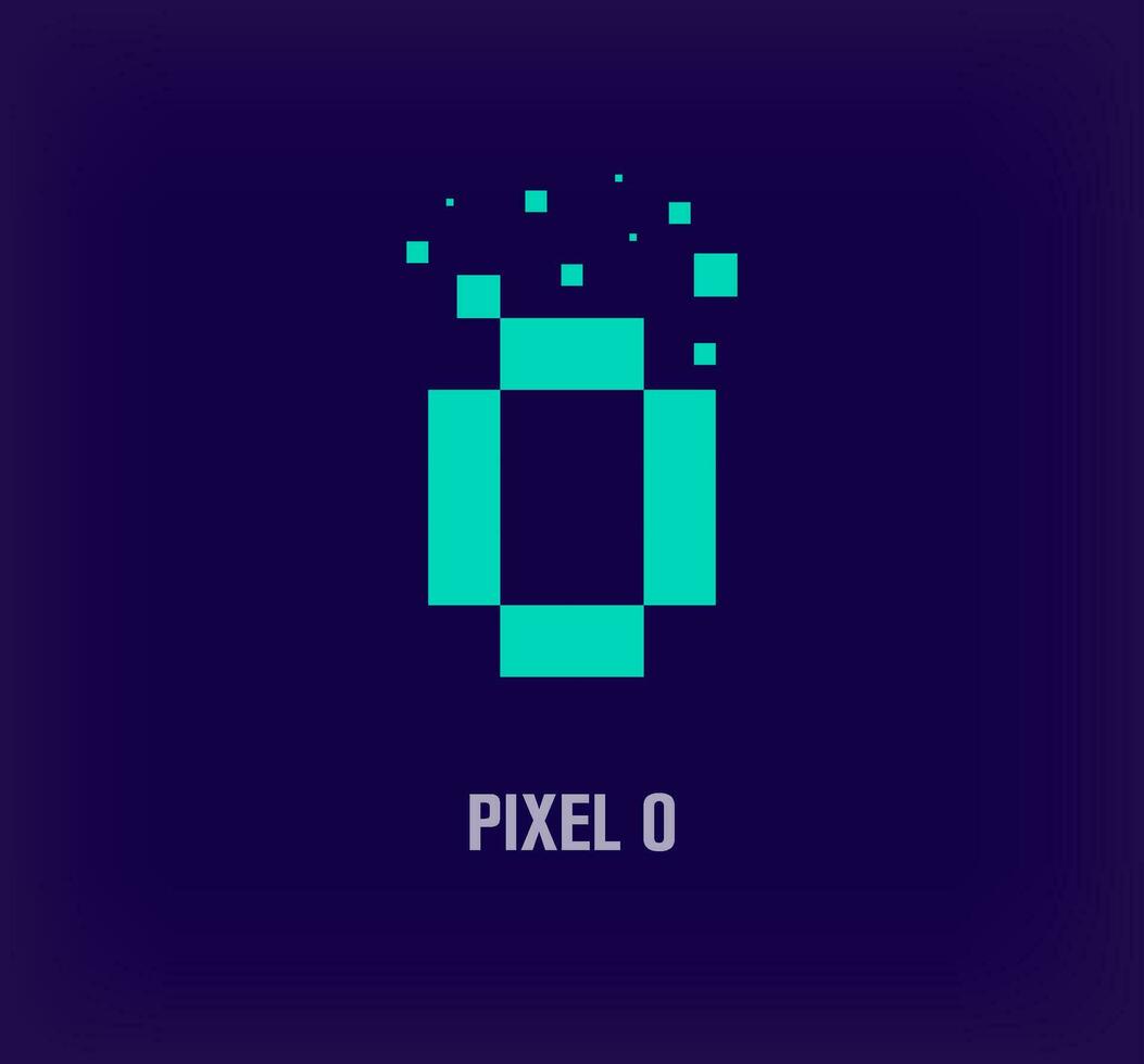 kreativ pixel brev o logotyp. unik digital pixel konst och pixel explosion mall. vektor