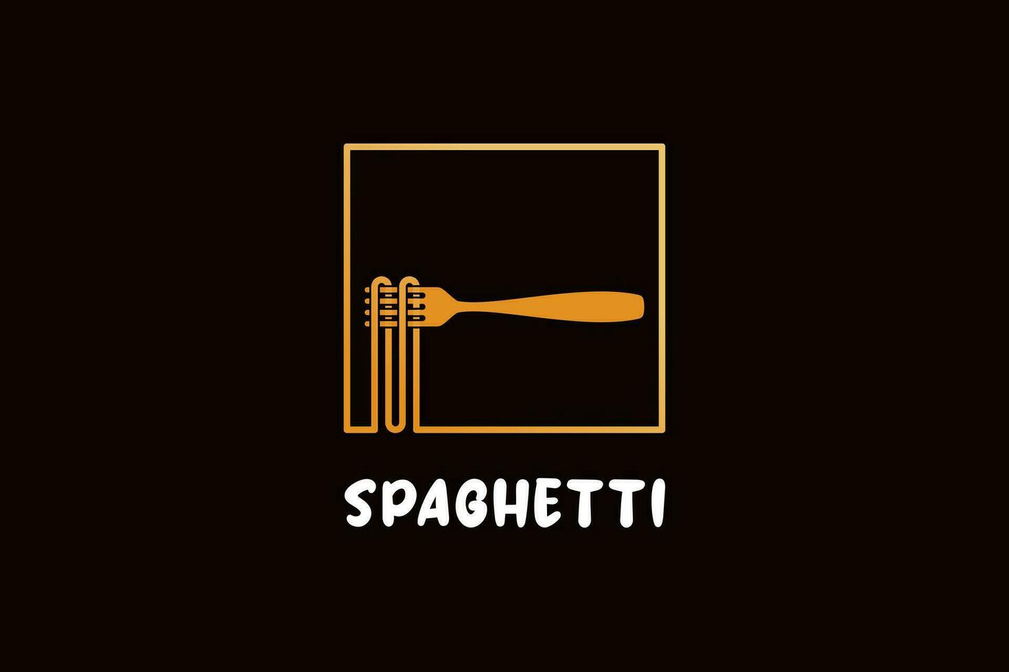 Spaghetti Vektor Illustration Logo Design mit modern Box Linie Konzept