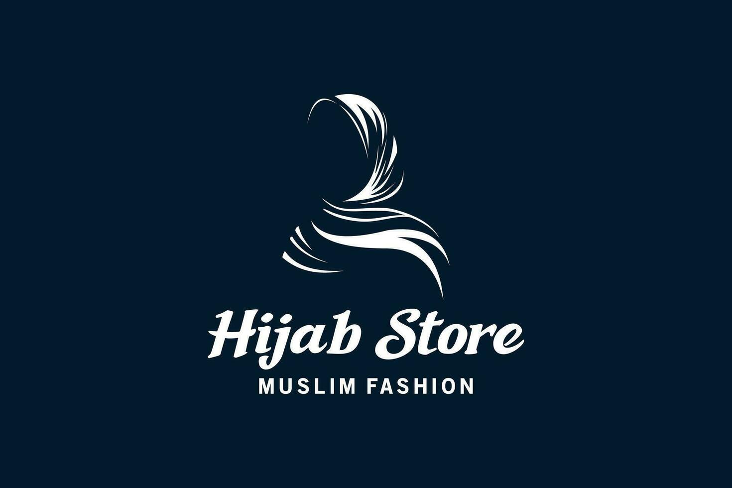 muslim mode hijab logotyp design med enkel negativ Plats, skön slöja för muslim kvinnor vektor