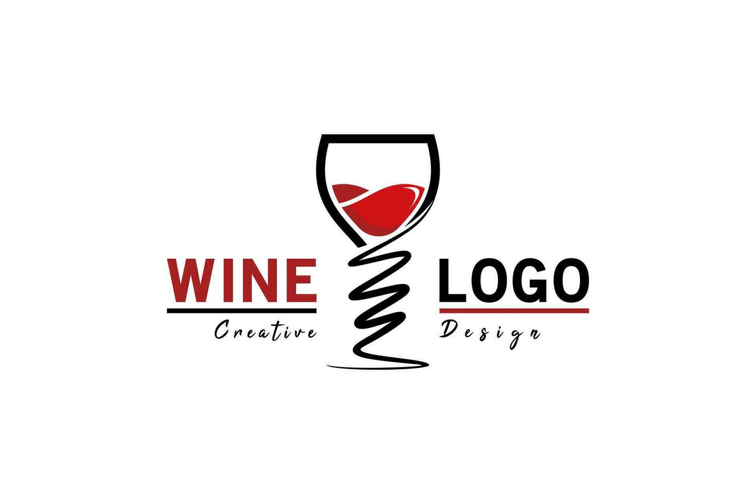 Wein Logo Design mit Hand gezeichnet kreativ Glas vektor