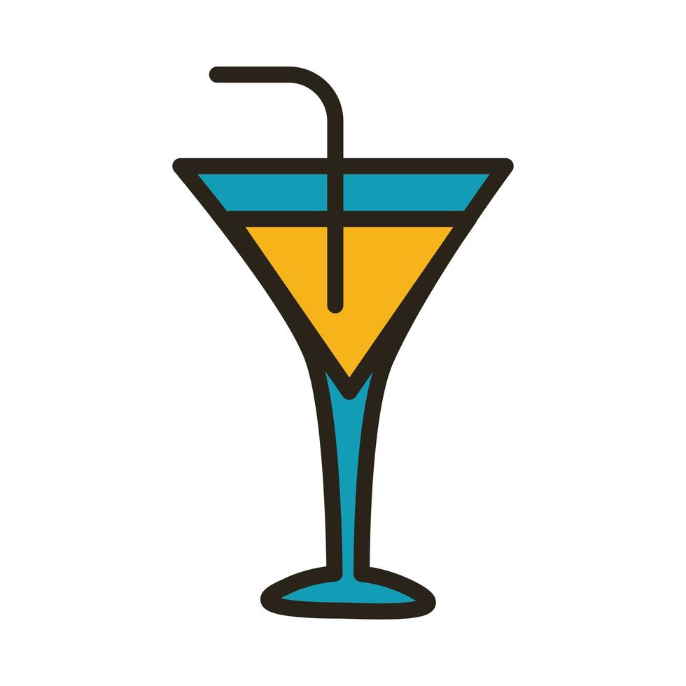 cocktail kopp linje och fyll stil ikon vektor