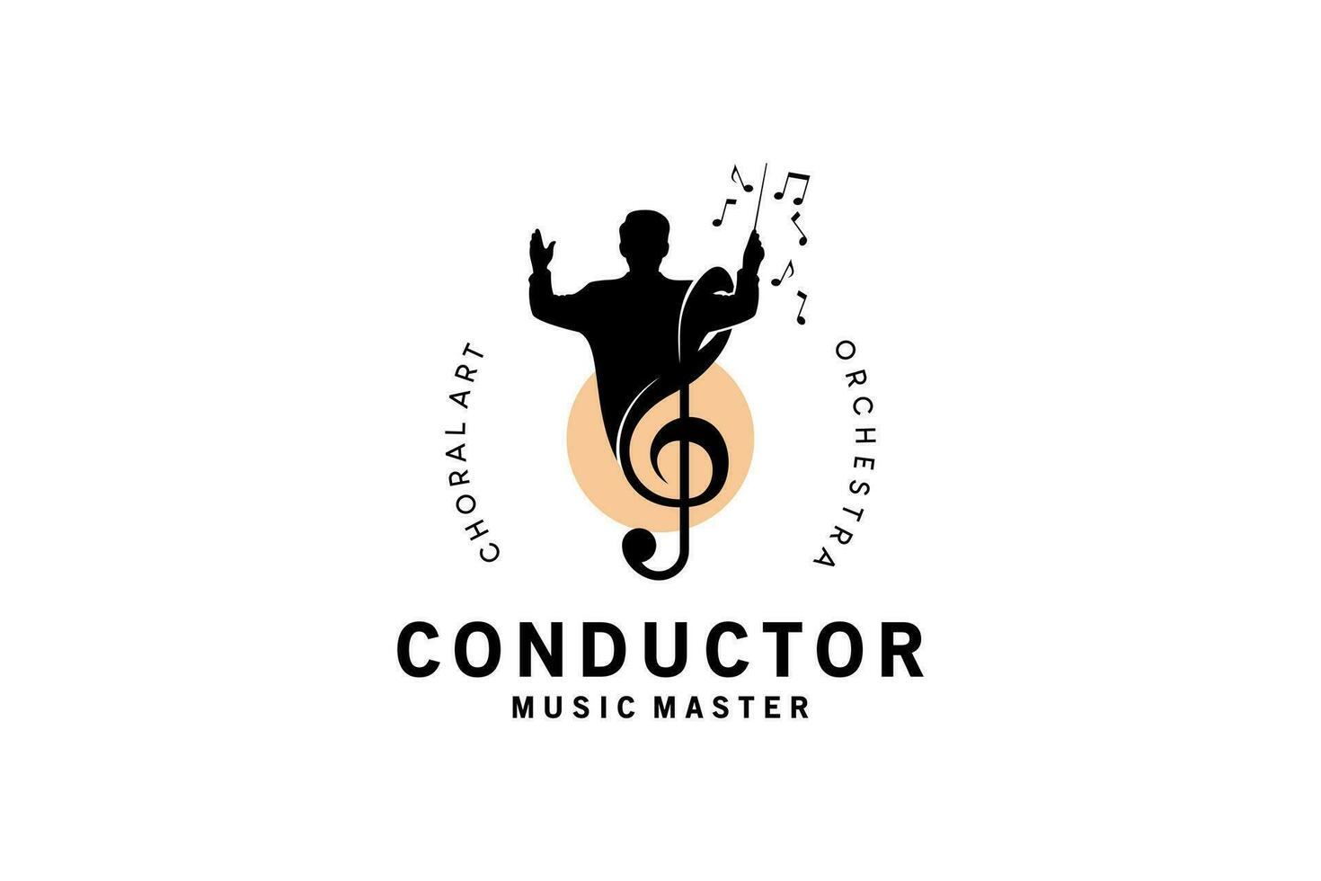 Orchester Dirigent Mann Silhouette Logo Design, Chor Dirigent Musik- Ton Vektor Symbol