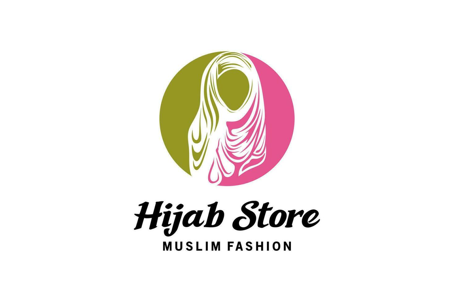 modern muslim mode hijab logotyp design, skön huvuddukar för muslim kvinnor vektor