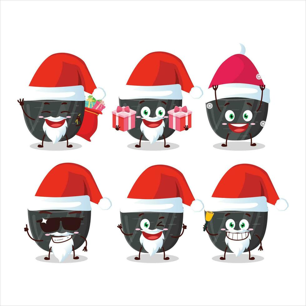 Santa claus Emoticons mit schwarz Keramik Schüssel Karikatur Charakter vektor