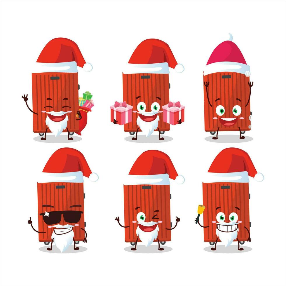 Santa claus Emoticons mit rot Gepäck Karikatur Charakter vektor