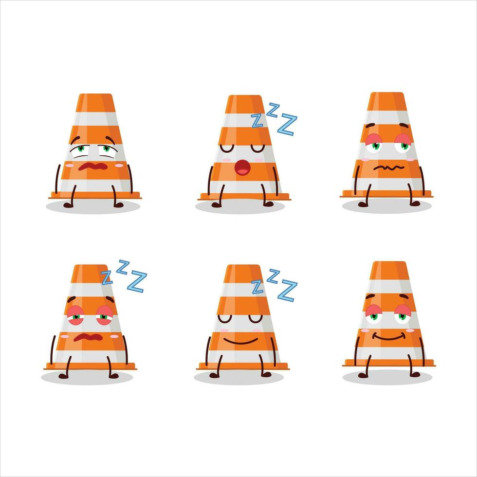 tecknad serie karaktär av orange trafik kon med sömnig uttryck vektor