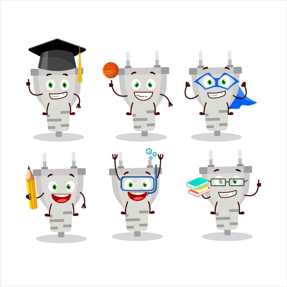 Schule Schüler von Weiß Stecker Karikatur Charakter mit verschiedene Ausdrücke vektor