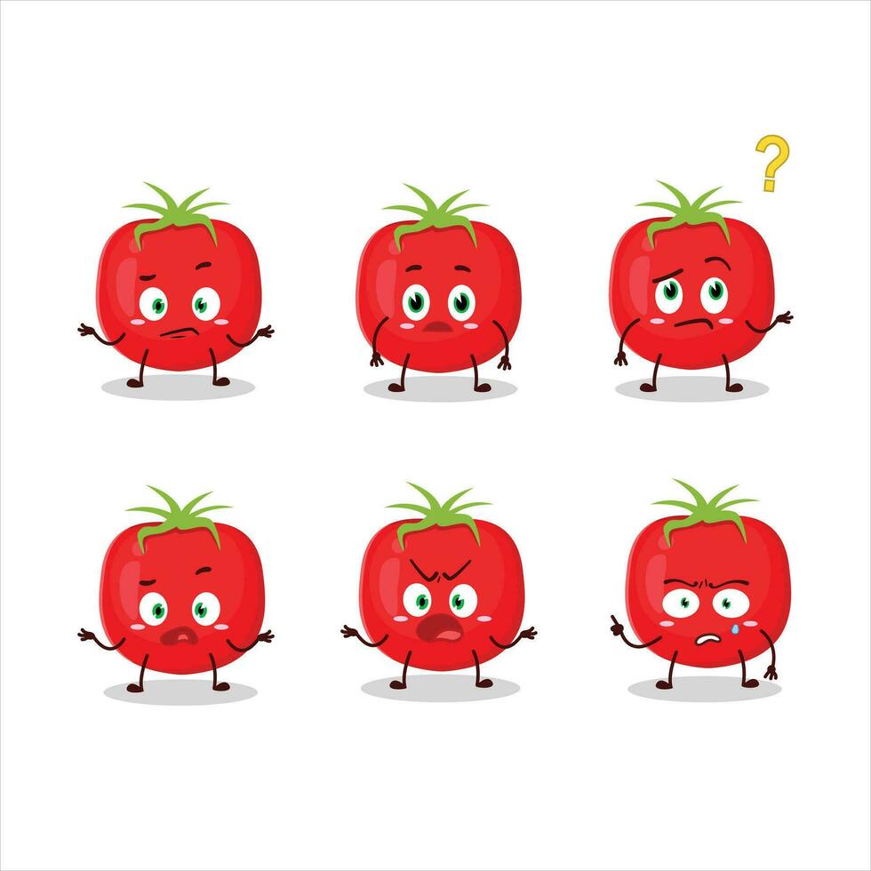 tecknad serie karaktär av tomat med Vad uttryck vektor