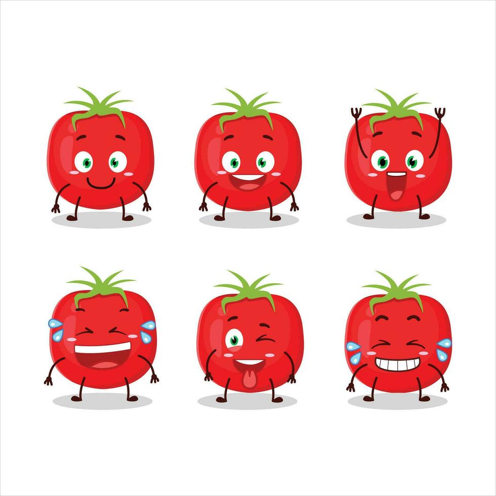 Karikatur Charakter von Tomate mit Lächeln Ausdruck vektor