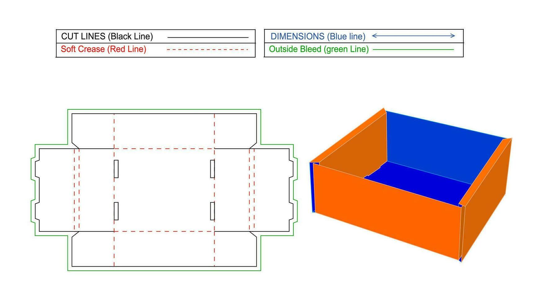 Tablett Karton Kasten, gewellt Karton Tablett Box Dieline und 3d Vektor, leicht editierbar und der Größe veränderbar Datei vektor