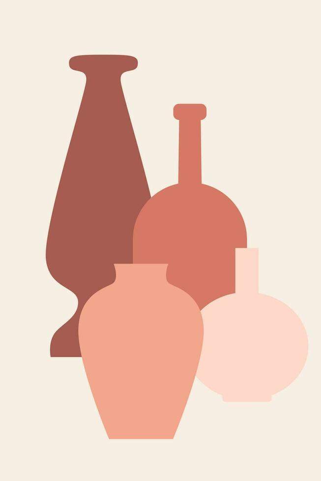 Vase Boho minimalistisch Muster Hintergrund. abstrakt Vase Silhouette zum Souvenir Geschäft Etikett Design, Zuhause Dekor Geschäft Flyer, t Hemd drucken, Markt Werbung usw vektor