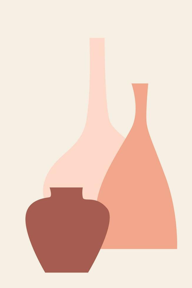 Vase Boho minimalistisch Muster Hintergrund. abstrakt Vase Silhouette zum Souvenir Geschäft Etikett Design, Zuhause Dekor Geschäft Flyer, t Hemd drucken, Markt Werbung usw vektor