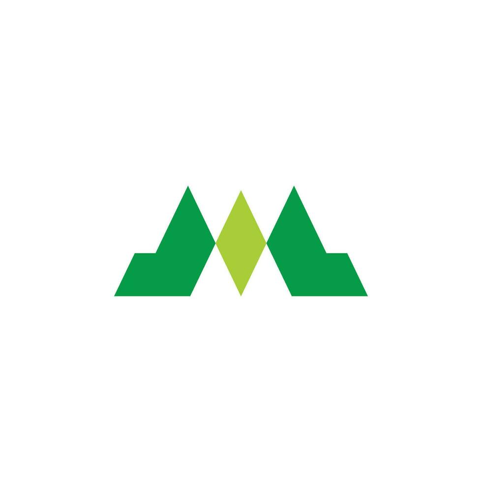 Brief m abstrakt Berg Grün Baum Wald Logo Vektor
