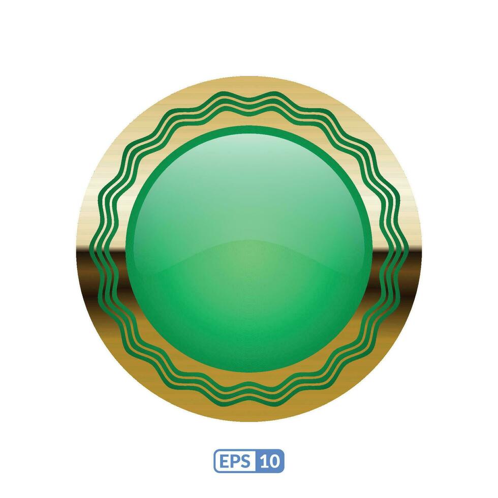 3d guld ram lyx jade grön cirkel bricka. vektor