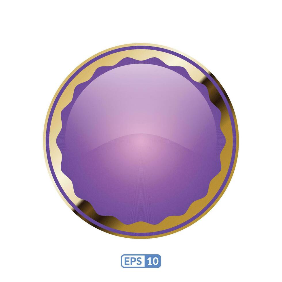 3d guld ram lila märka bricka eps10. vektor