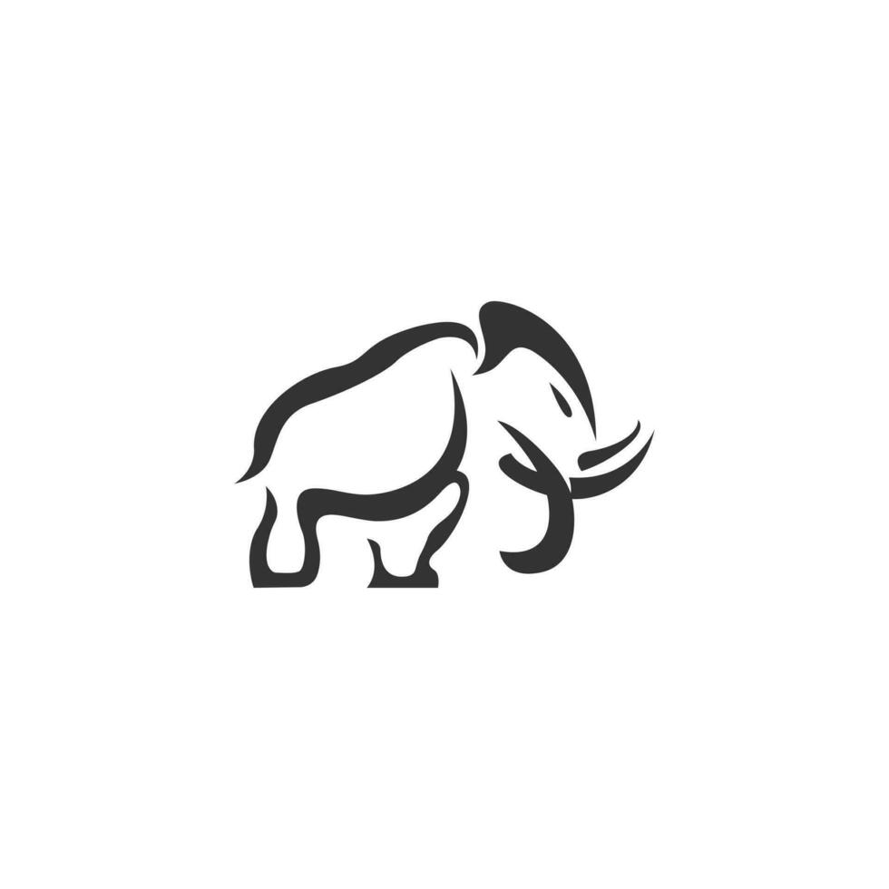 Mammut Elefant Logo Vektor Symbol Illustration, Mammut uralt Tier Linie Logo Maskottchen Design.