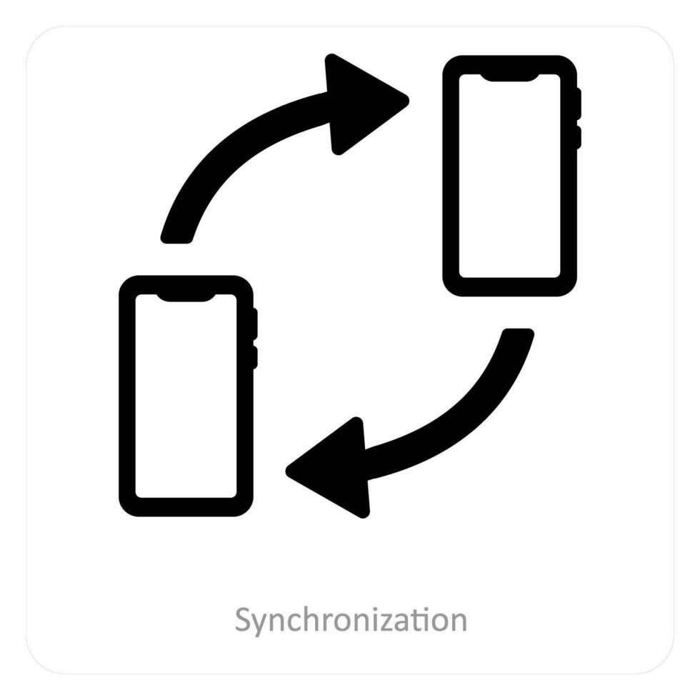 Synchronisation und Datenbank Symbol Konzept vektor