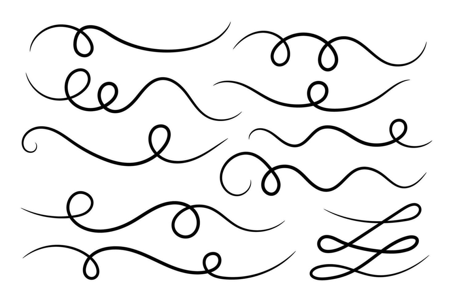 Hand gezeichnet gebogen Linie Form. gebogen Linie Symbol Sammlung. Vektor Illustration isoliert auf Weiß Hintergrund.