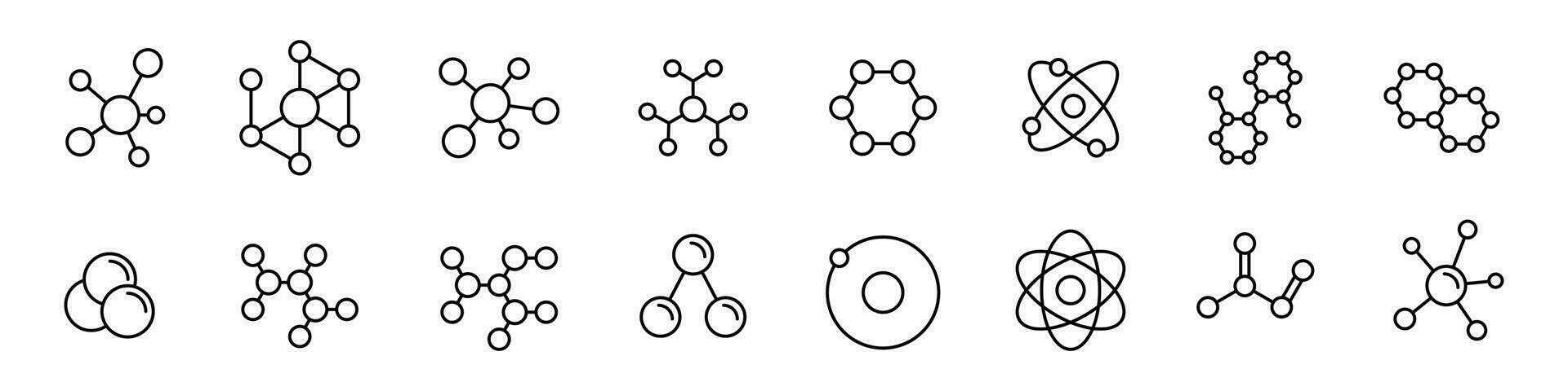 Sammlung von Molekül Gliederung Symbole. chemisch Struktur, Atom Symbol. vektor