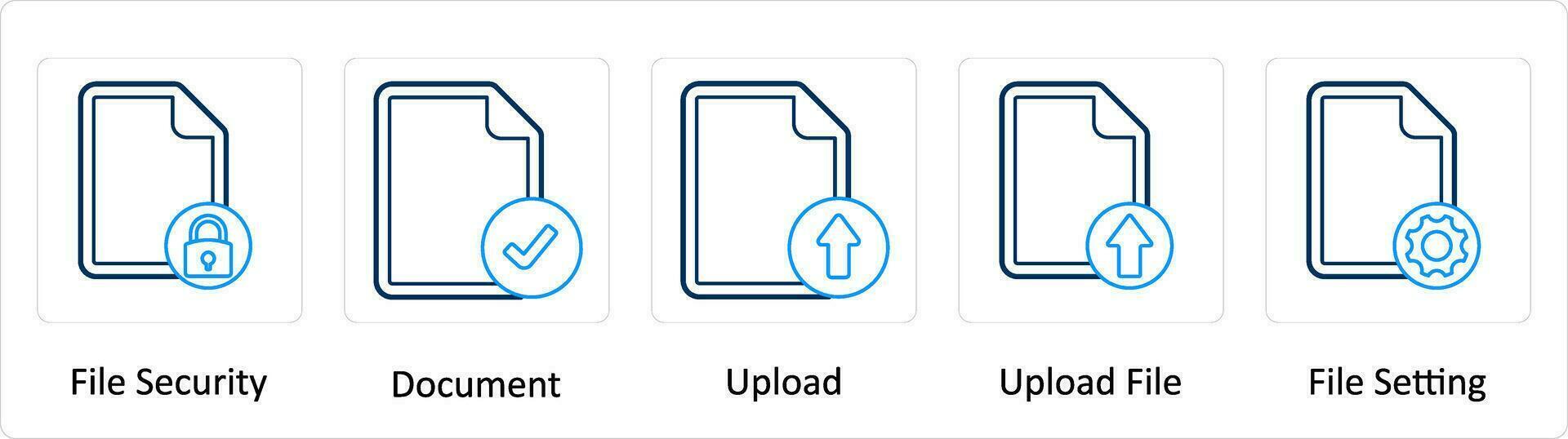 ein einstellen von 5 extra Symbole wie Datei Sicherheit, dokumentieren, hochladen vektor
