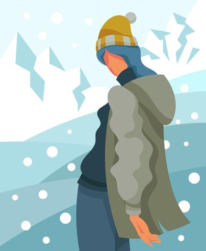 Vorbildliche Portrait In Winter draußen-Illustration vektor