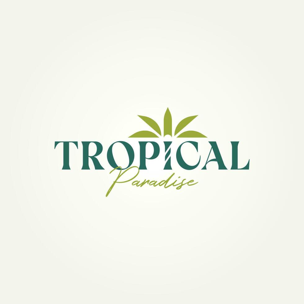 minimalistisch tropisch Palme Baum Typografie Logo Vorlage Vektor Illustration Design. einfach modern Reisende, Strand Liebhaber, Ferien Erholungsorte, Hotels Logo Konzept