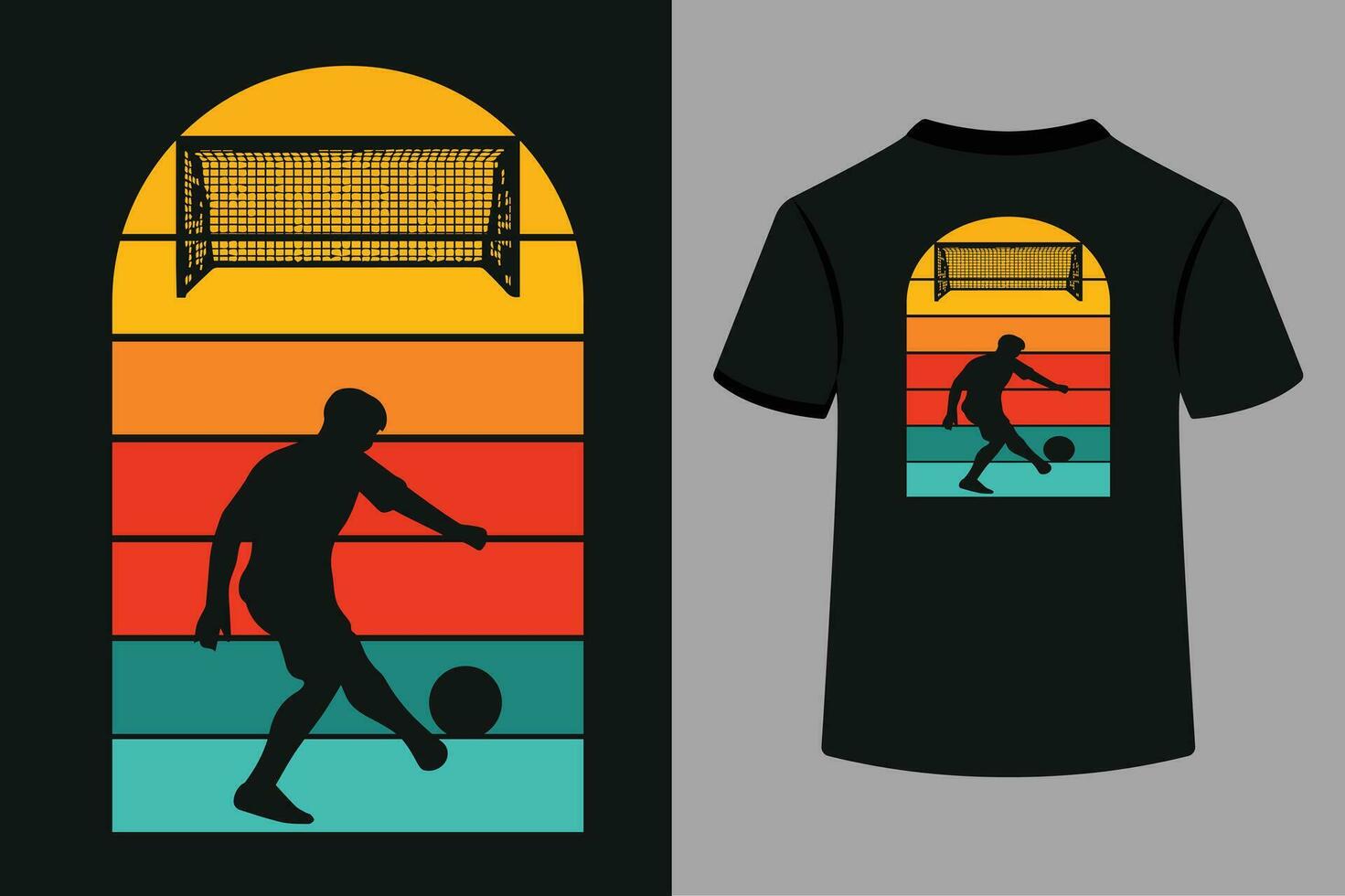 ein Mann spielen Fußball T-Shirt Design vektor