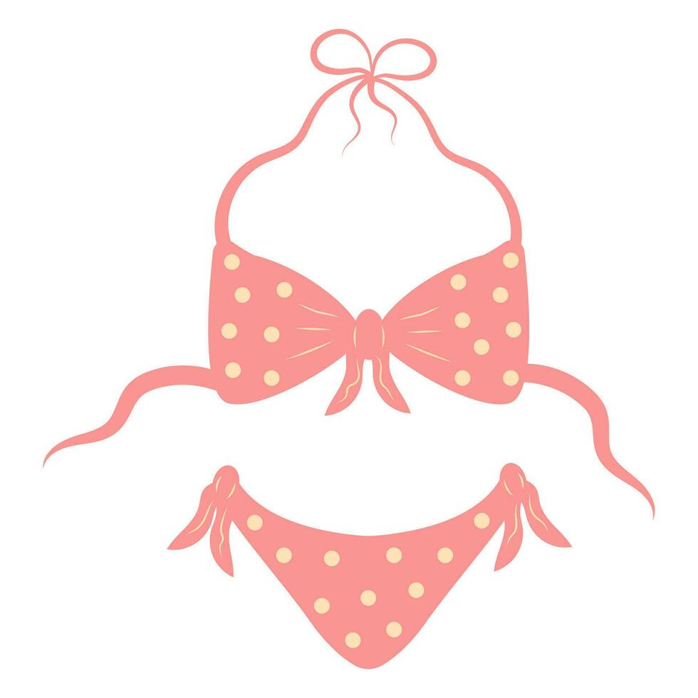 kvinna rosa bikini. söt sommar baddräkt. tecknad serie platt illustration isolerat på vit bakgrund. vektor