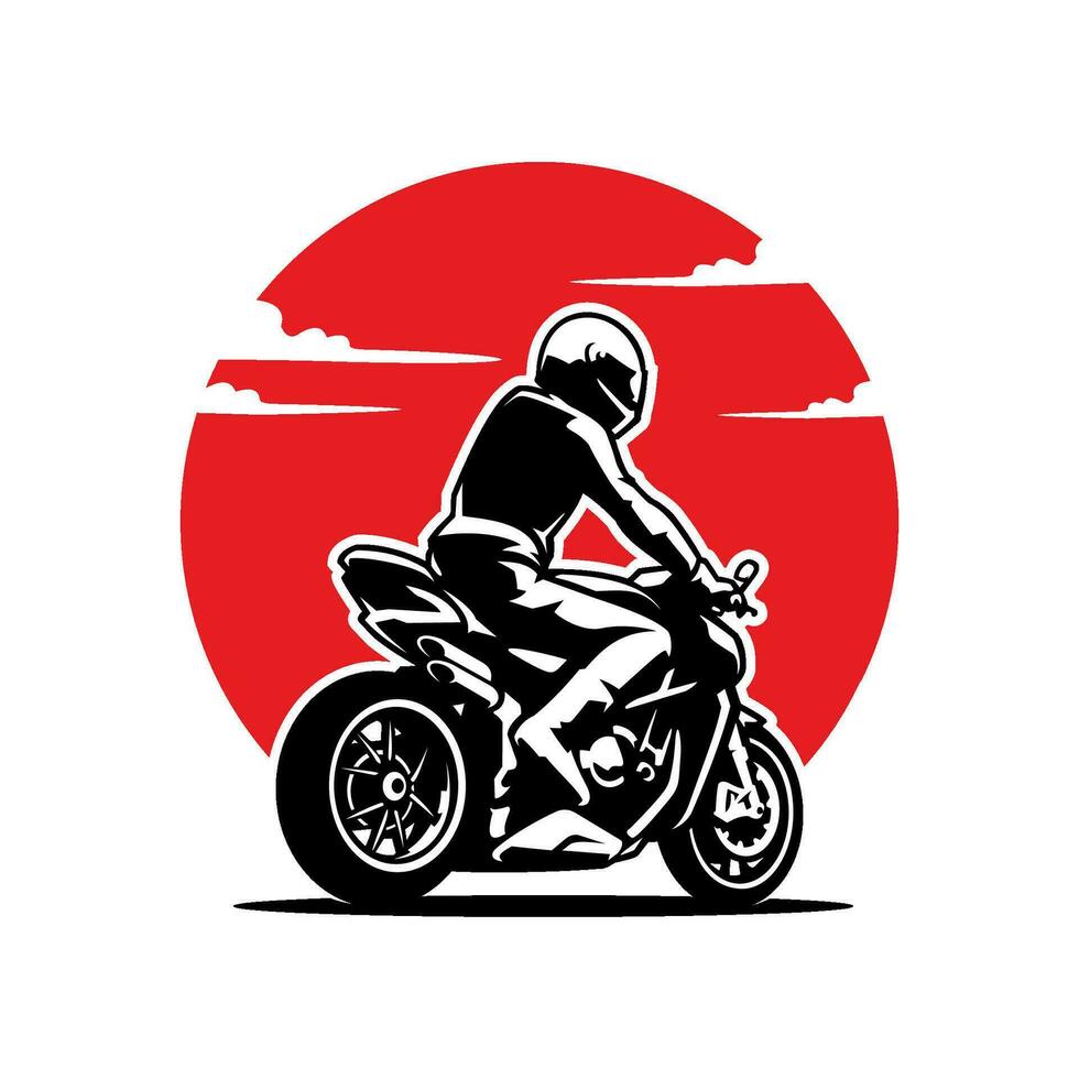 Biker Reiten Motorrad Symbol Vektor Bild